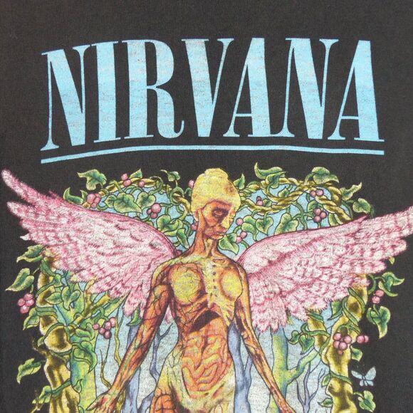 Nirvana T-Shirt In Utero Album Men XL Black Colorful Angel Rock Band Grunge - Picture 7 of 11
